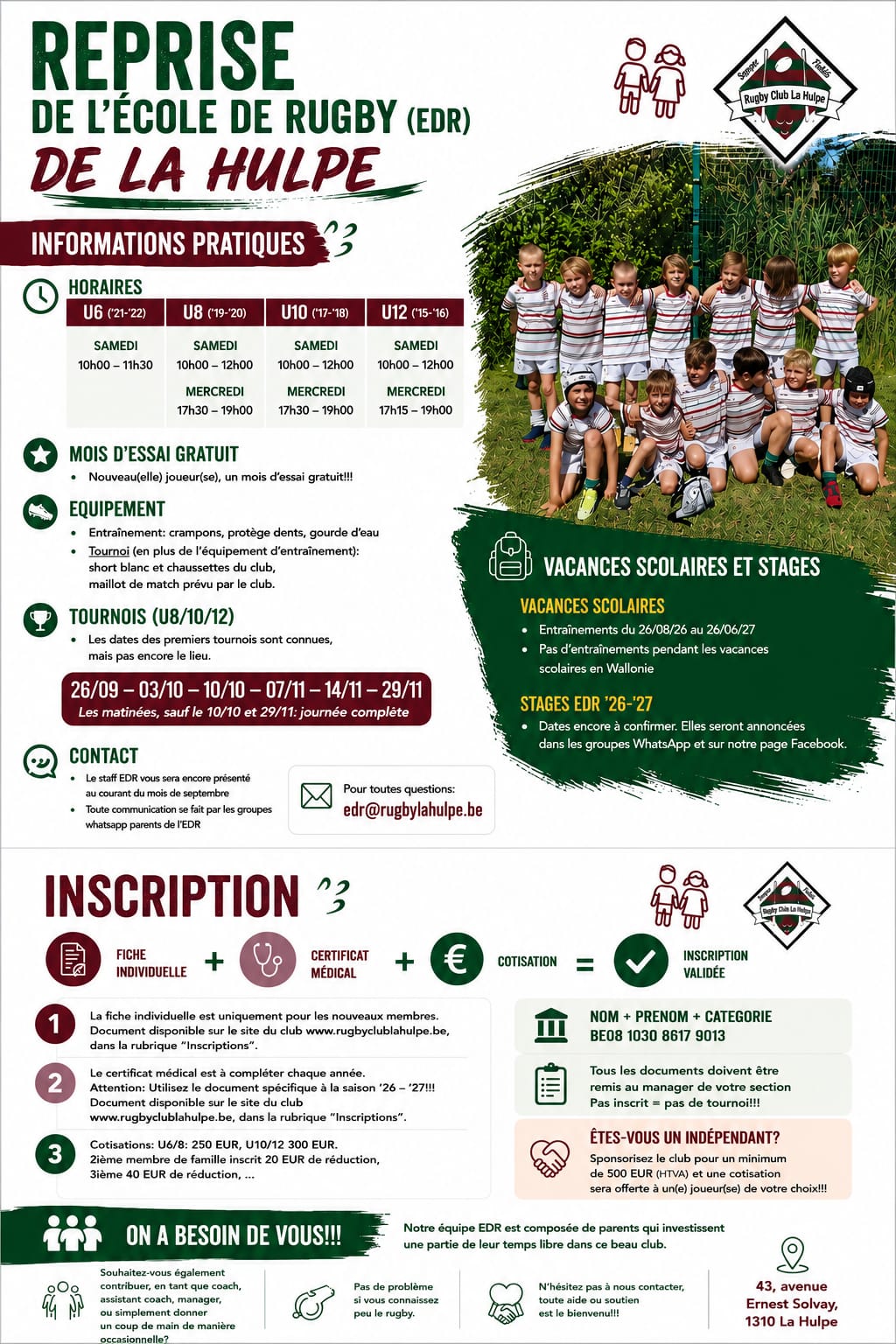 Infos école de rugby saison 26-27